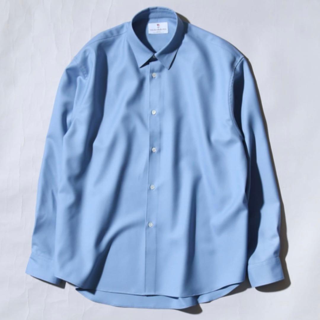 MBハイエンド尾州ウールシャツ　サックスブルー