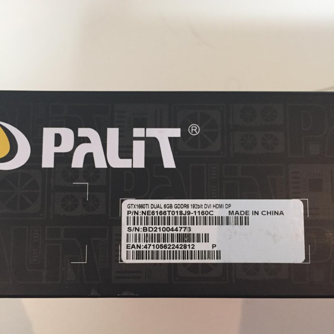 【動作チェック済】PALIT Geforce GTX1660Ti 6GB 箱有