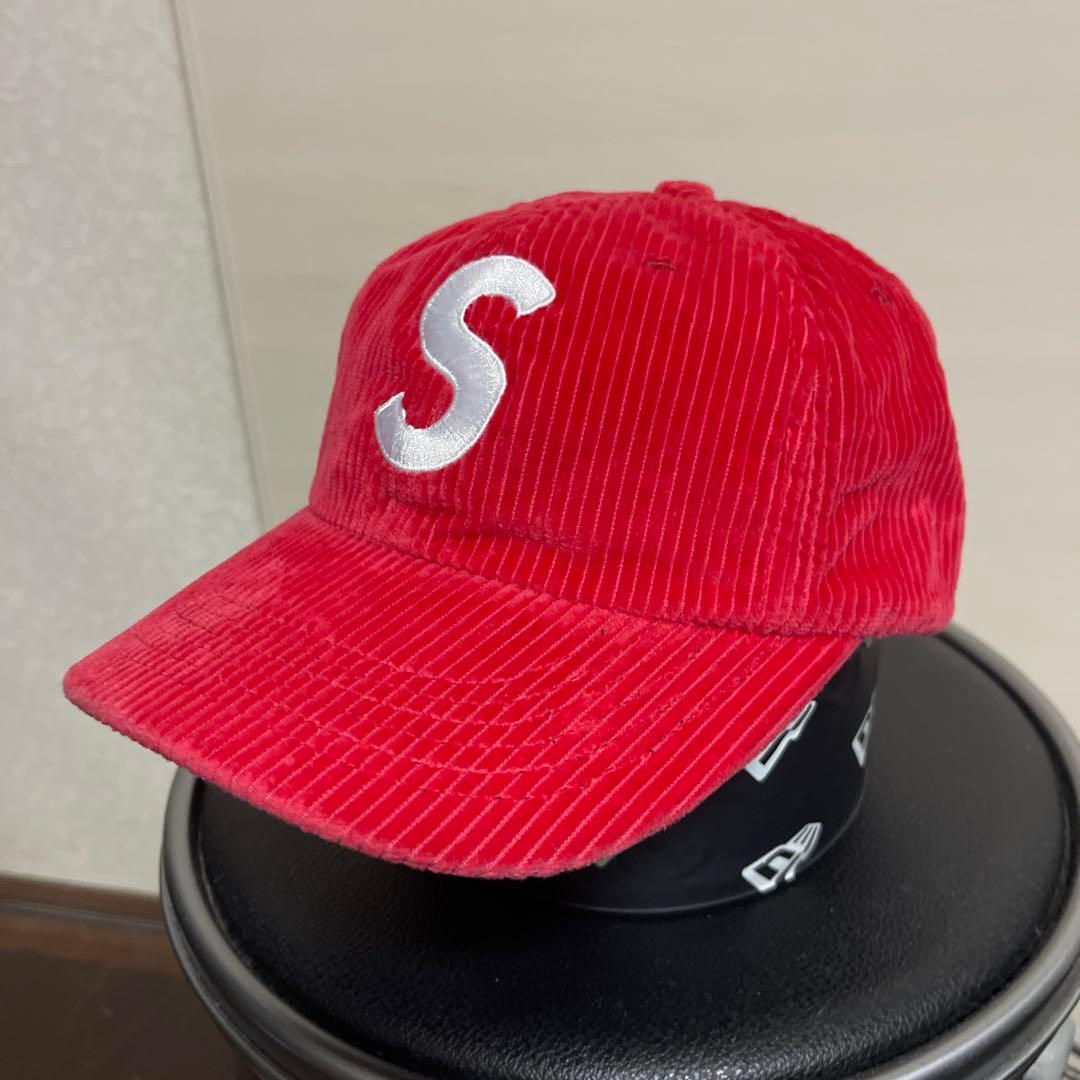 SUPREME コーデュロイ Sロゴキャップ 赤　美品