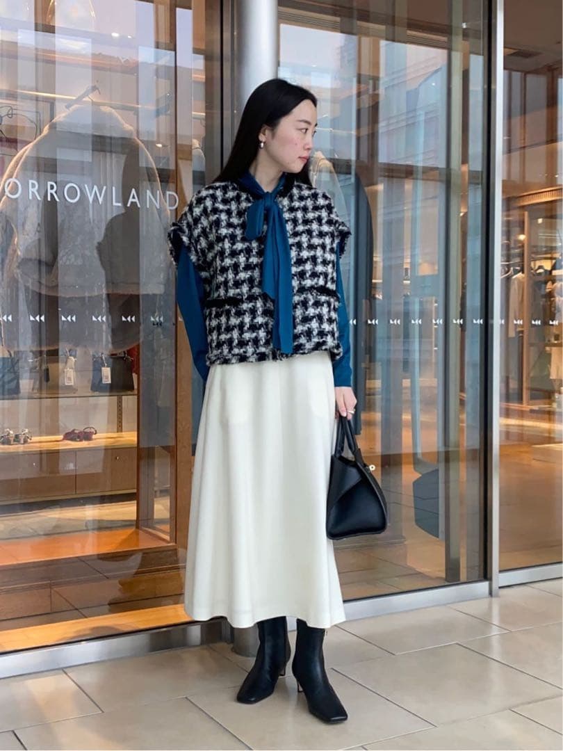 トゥモローランド Ballsey ミリングツイルフレアスカート 白 32