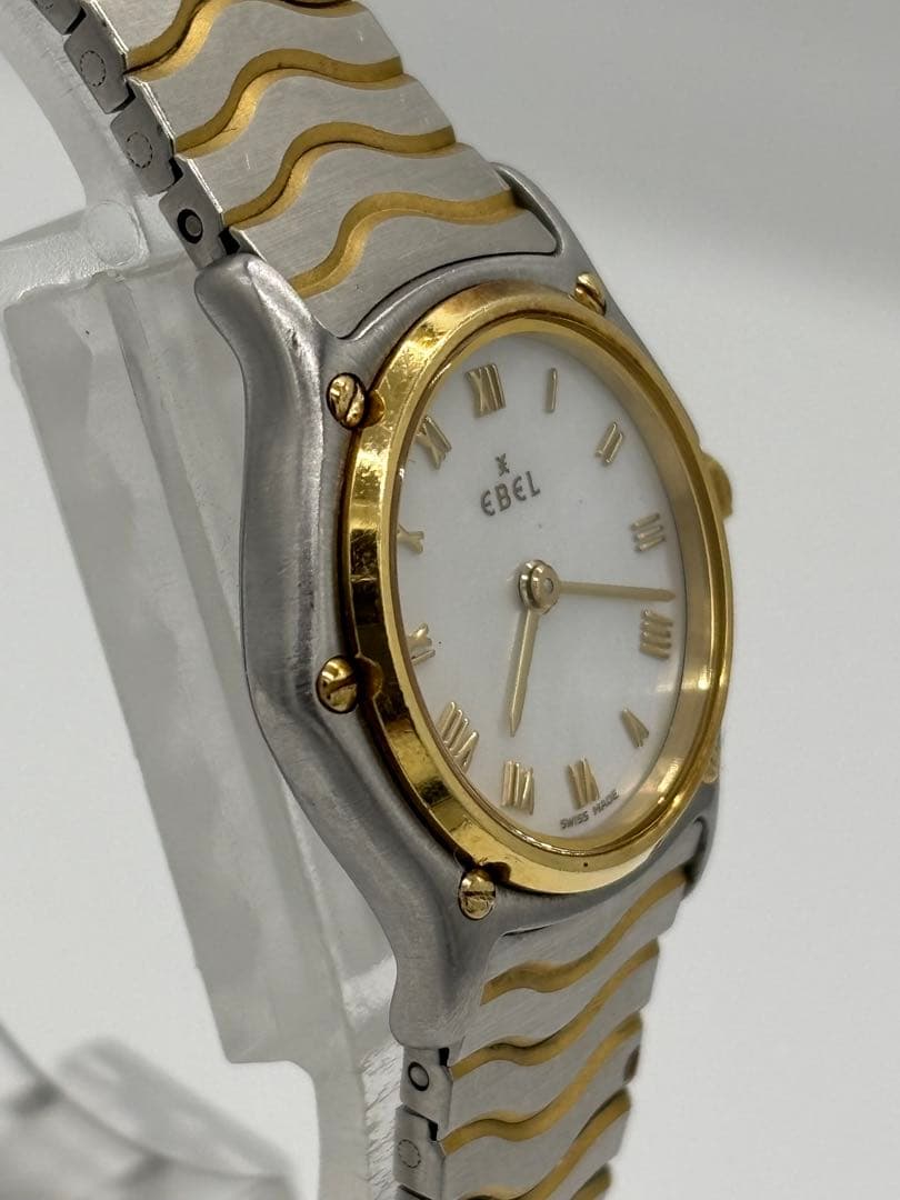 【美品】エベル クラシックウェーブ クォーツ【1157111】K18ベゼル 稼働