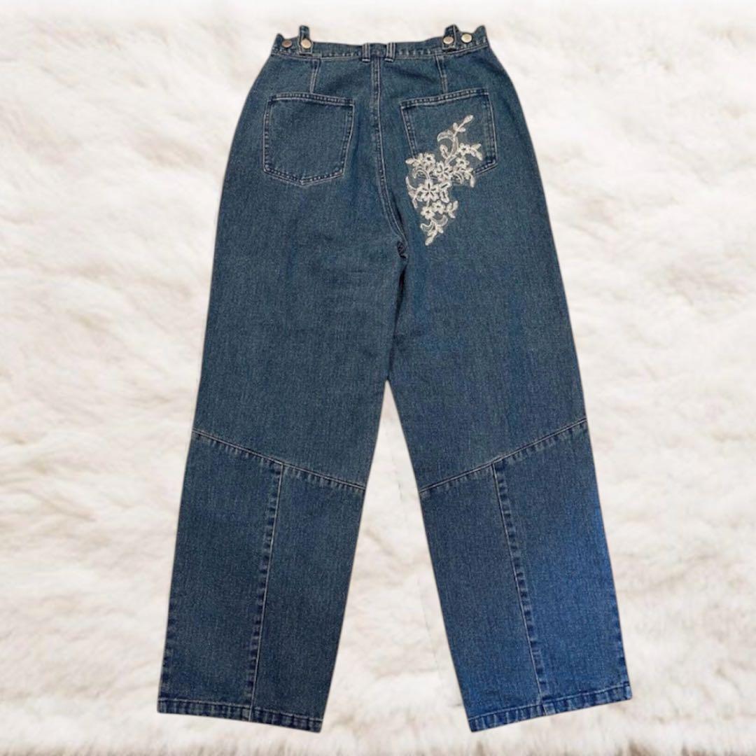 現行品✨️willfully レース 刺繍 ダメージ加工 ストレート デニム M