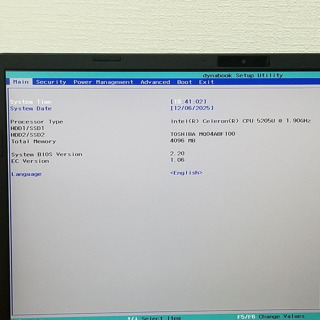 ジャンク品 第10世代CPU搭載 Dynabook ノートPC (B1671）