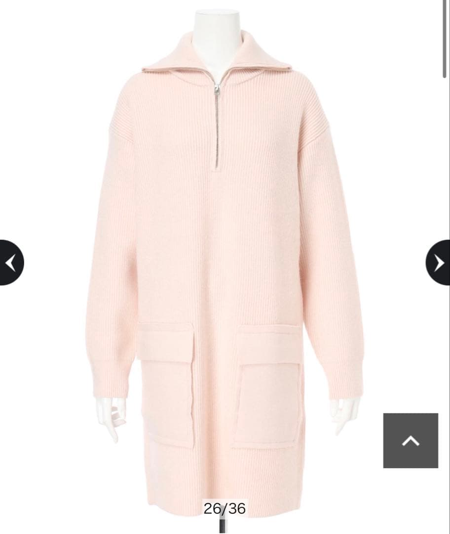 新品同様 Arpege story ハーフジップミニニットワンピース 薄ピンク