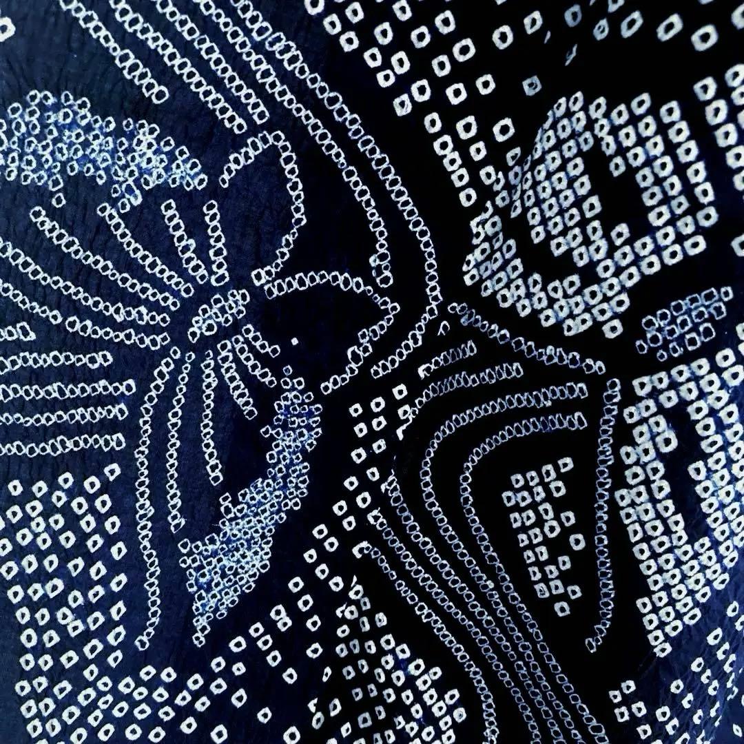 有松鳴海絞り　有松絞り　手縫い浴衣　上質　蝶々　濃紺　絞り浴衣　No.2-90