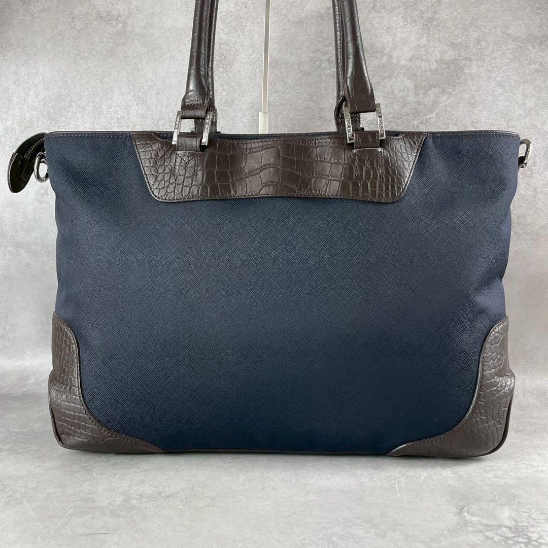 ペッレモルビダ 2WAYトートバッグ キャピターノ クロコ型押し レザー A4