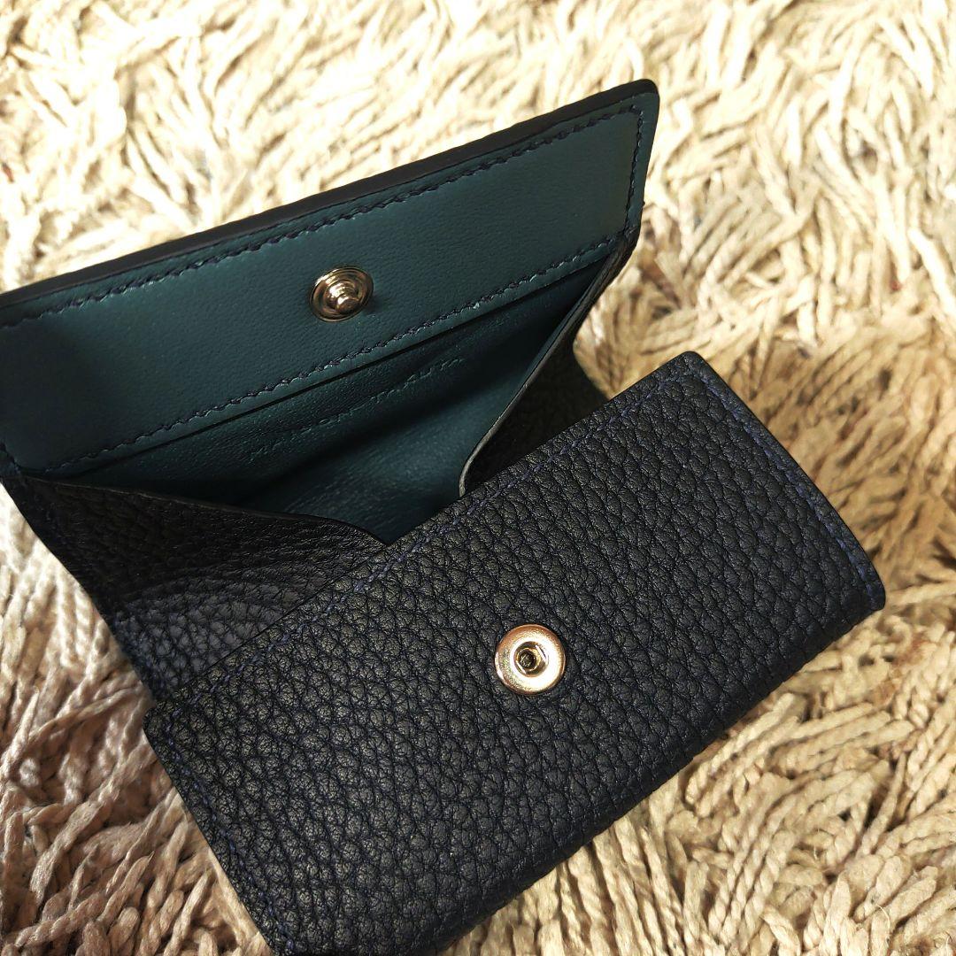 【新品未使用】メゾンタクヤ　ケース　ネイビー　本革　レザー　小銭入れ