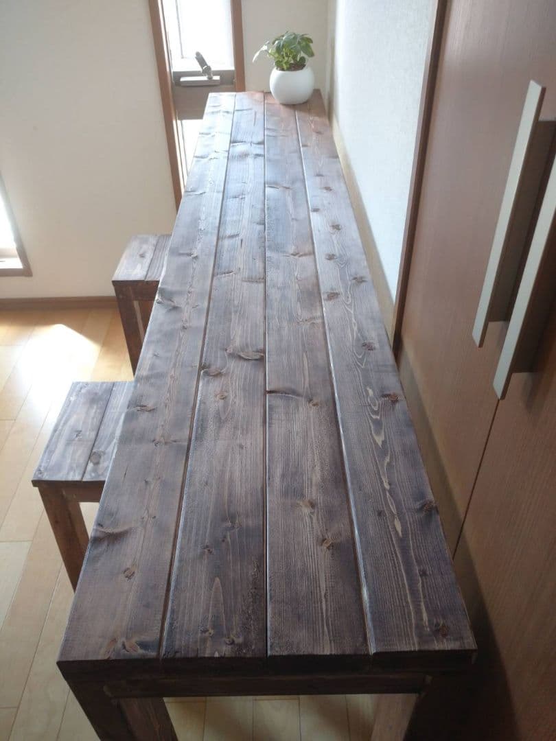 180 カウンターテーブル 無垢材　アンティーク風　木目調　天然素材　ダイニング