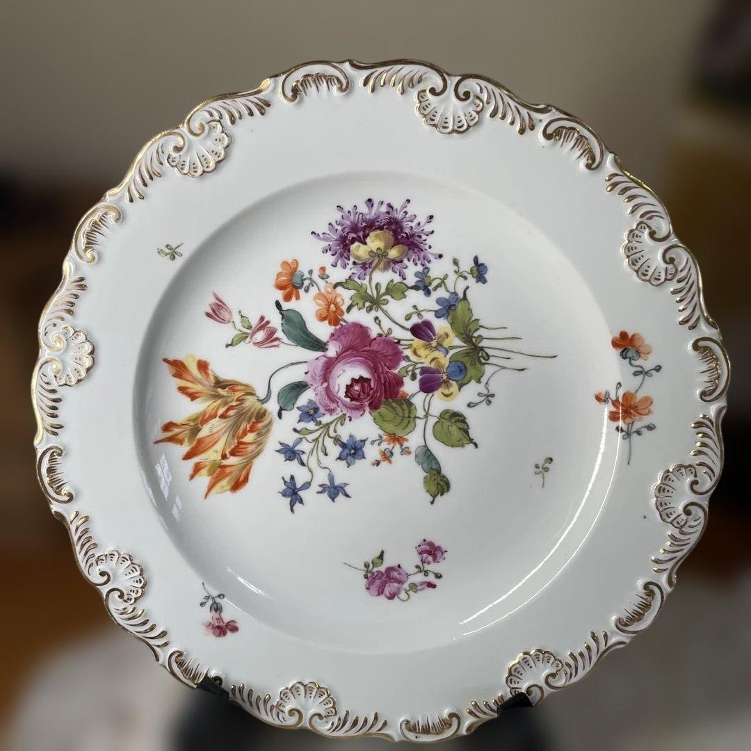 マイセン　アンティーク 花柄の陶磁器プレート