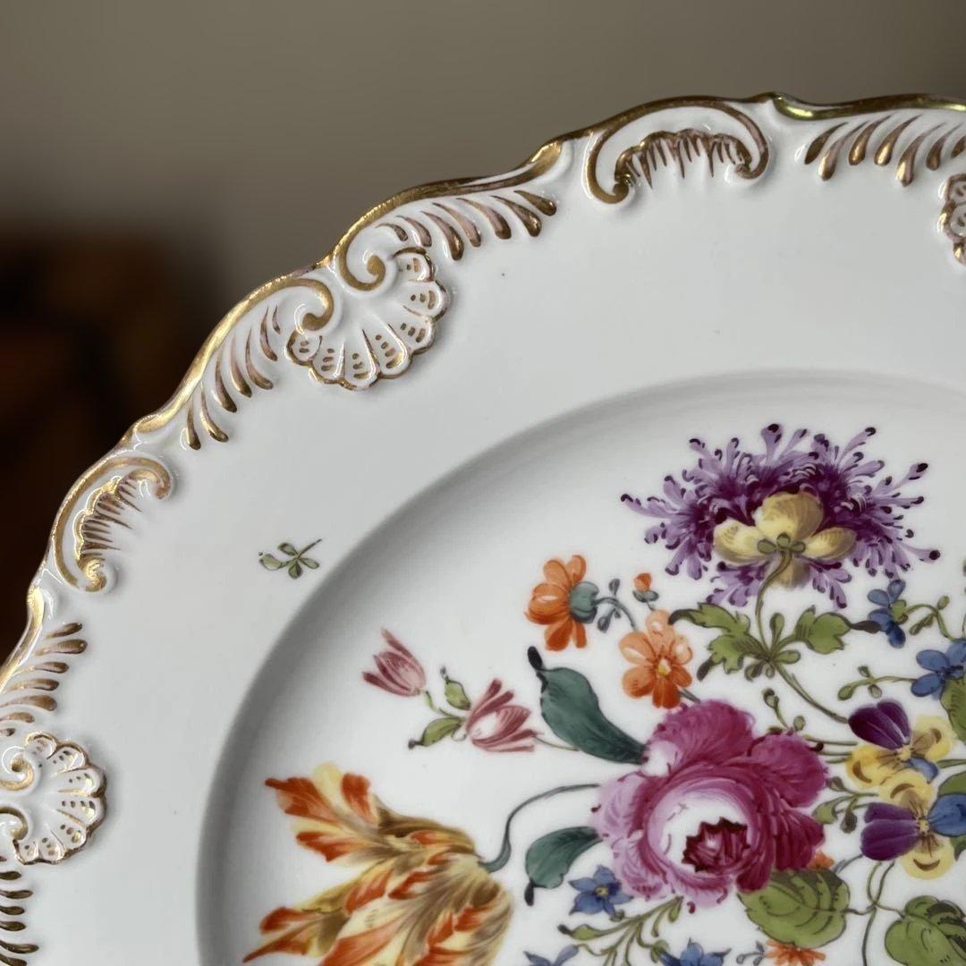 マイセン　アンティーク 花柄の陶磁器プレート