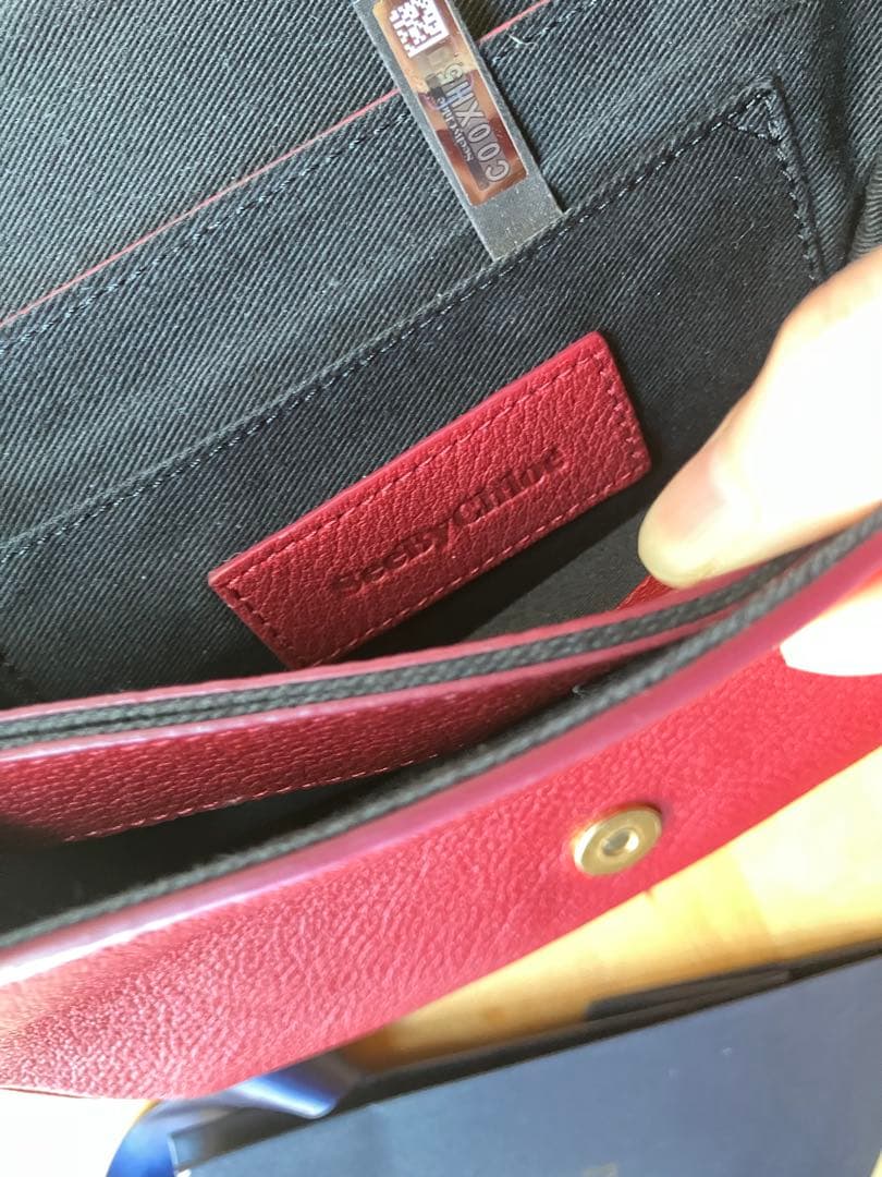 レザー スエード ショルダーバッグ 赤