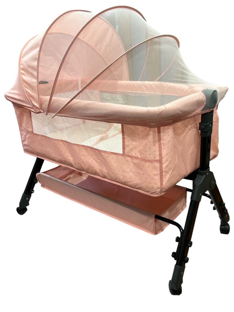 【911】✨美品✨　多機能ベビーベッド　ピンク　ゆりかご　蚊帳付き