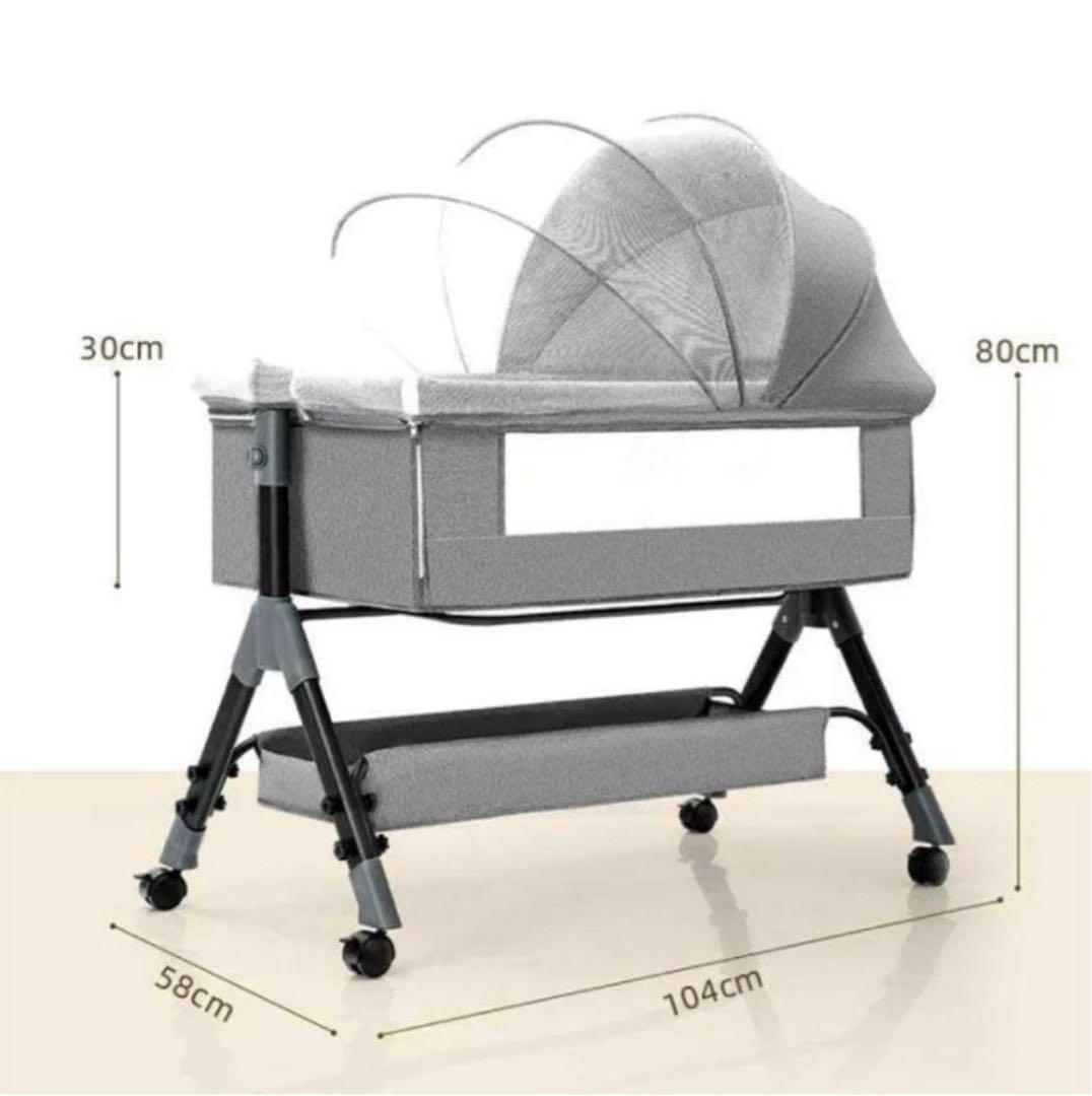 【911】✨美品✨　多機能ベビーベッド　ピンク　ゆりかご　蚊帳付き