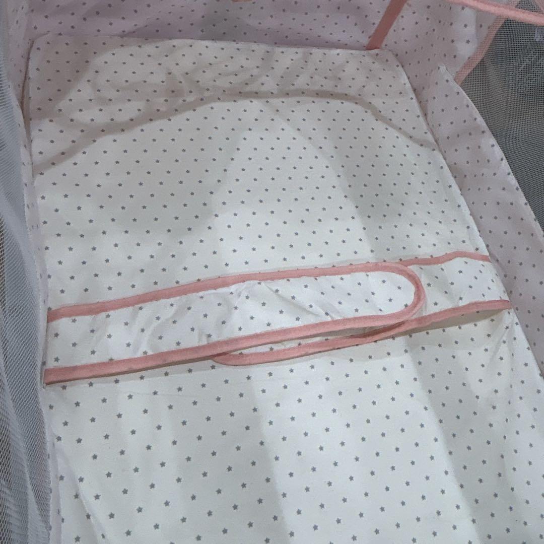 【911】✨美品✨　多機能ベビーベッド　ピンク　ゆりかご　蚊帳付き