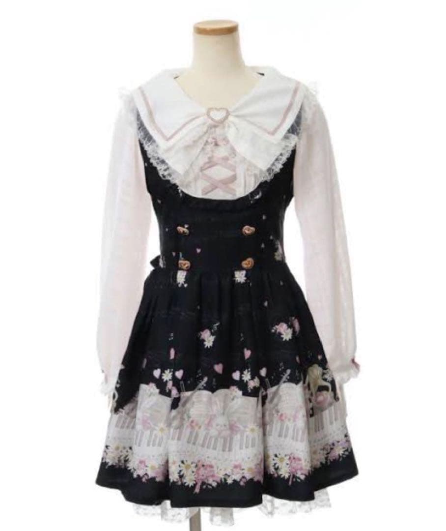 正規品　リズリサ lizlisa ワンピース melodybunny柄　黒