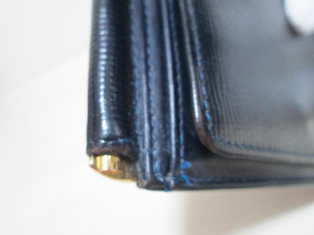 GLEN マネークリップ エンボス ダークブルー 小銭入れ付き