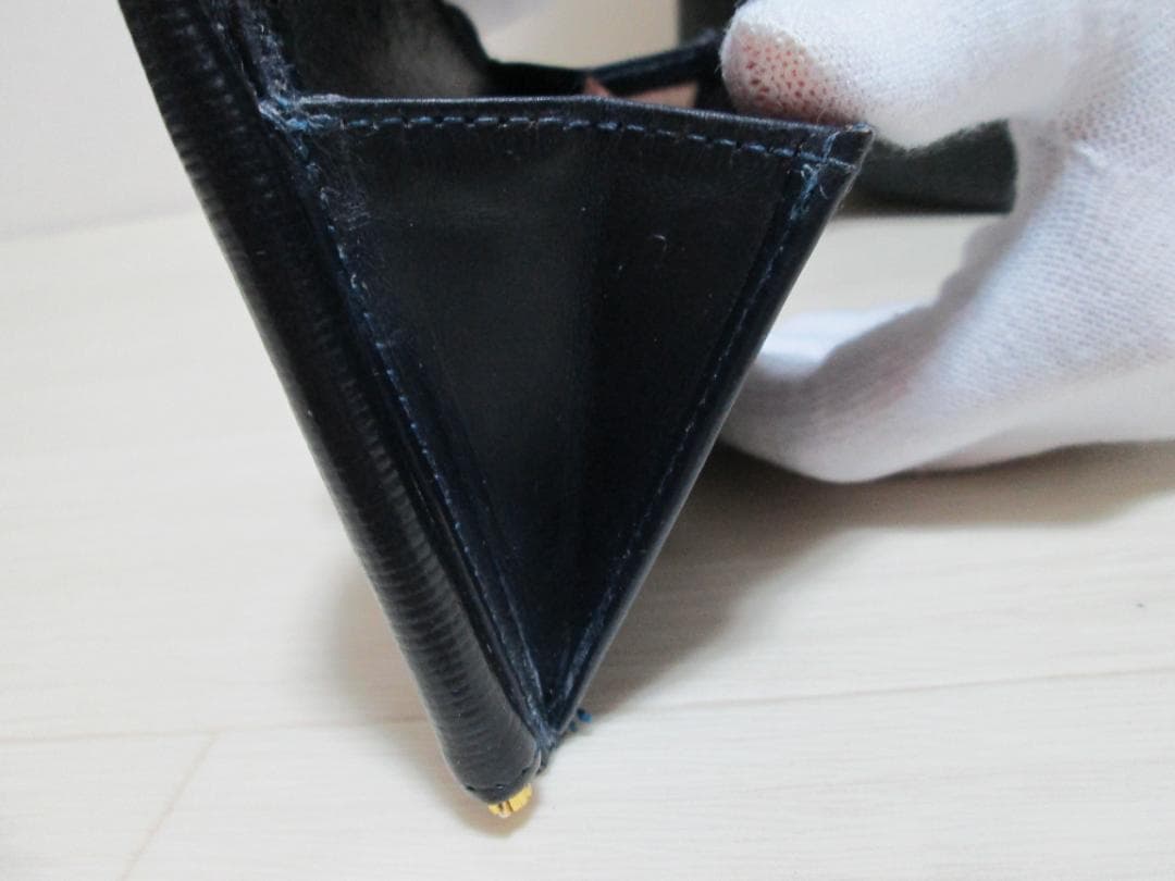 GLEN マネークリップ エンボス ダークブルー 小銭入れ付き