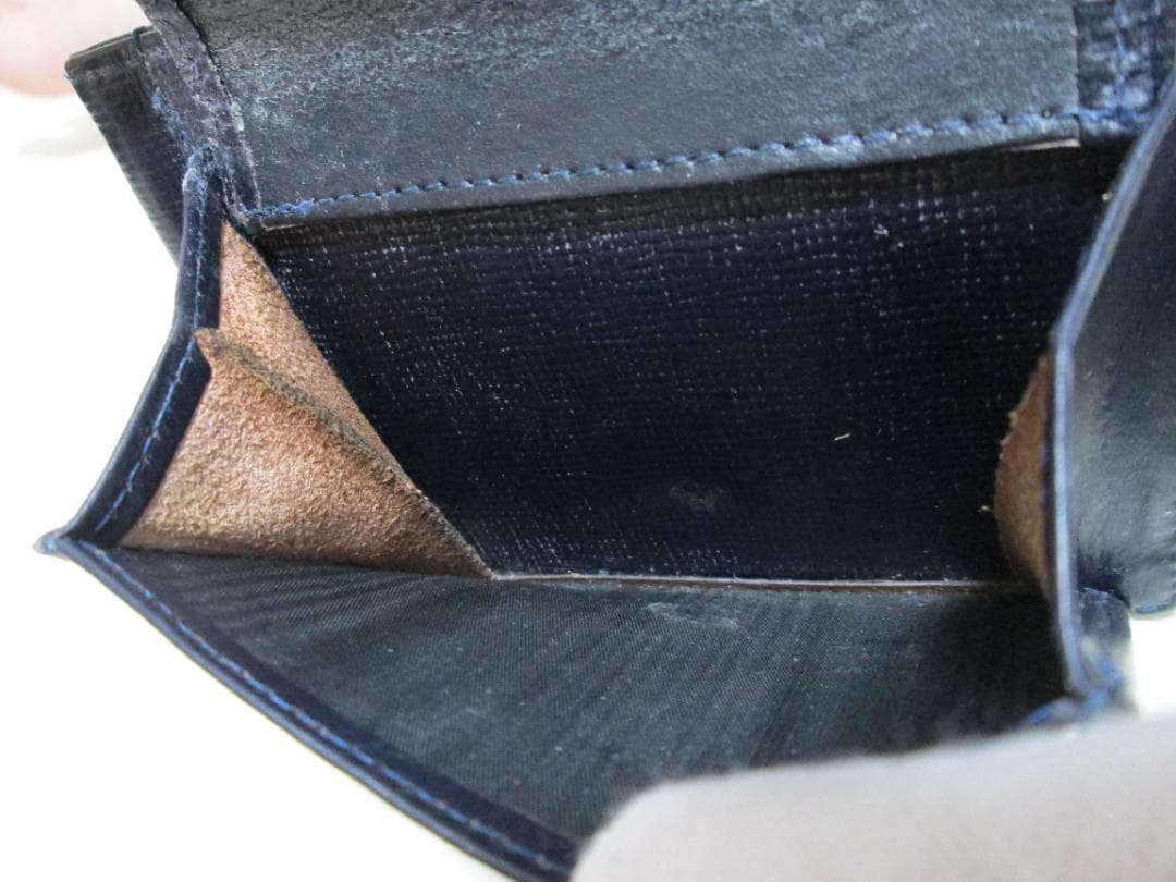 GLEN マネークリップ エンボス ダークブルー 小銭入れ付き