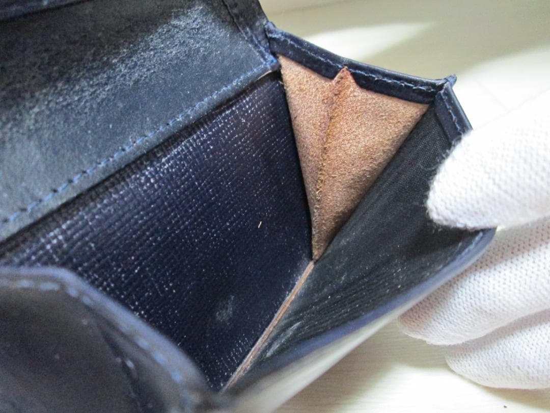 GLEN マネークリップ エンボス ダークブルー 小銭入れ付き