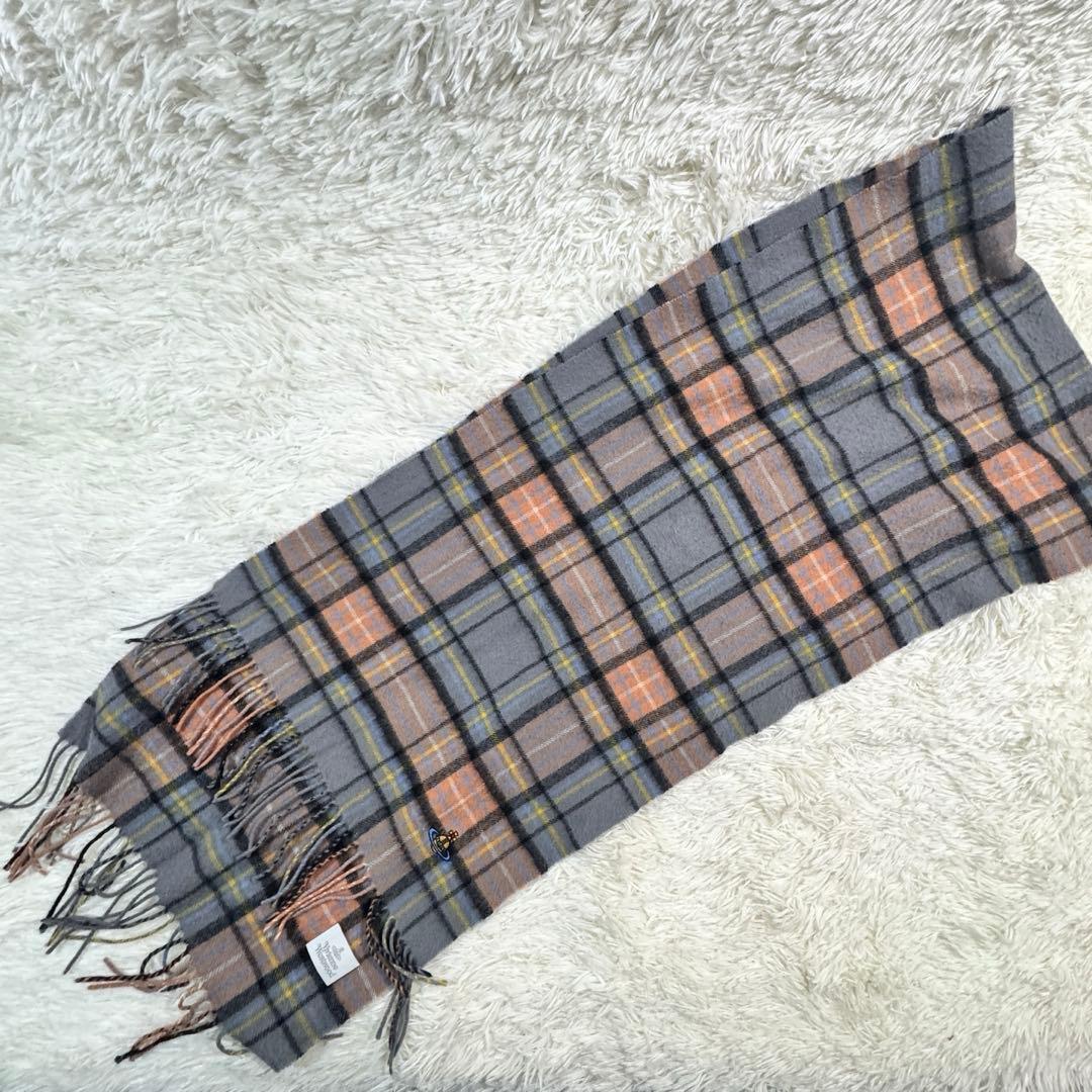 美品✨ヴィヴィアンウエストウッド マフラー オーブ刺繍 ロゴ カシミヤ 大判