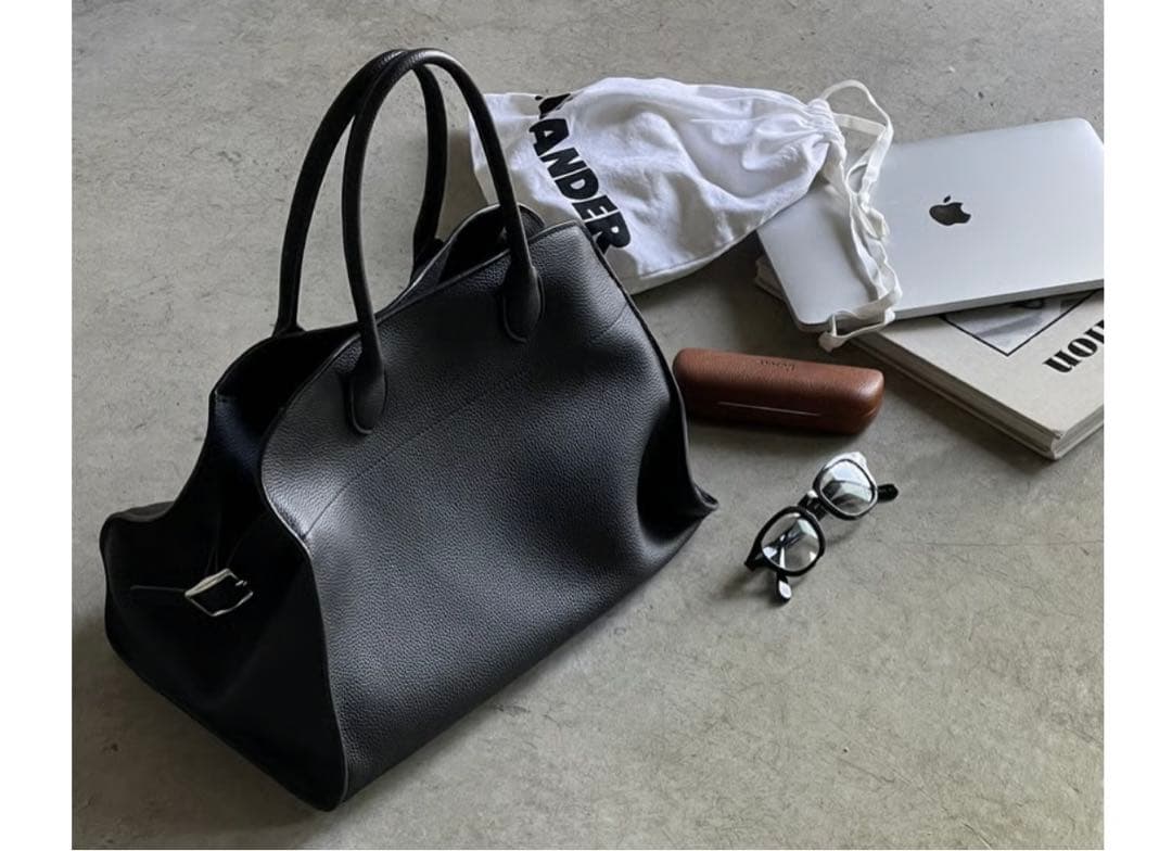 美品jistory レザーサイドベルトボストンバッグ　ブラックSIDE BELT