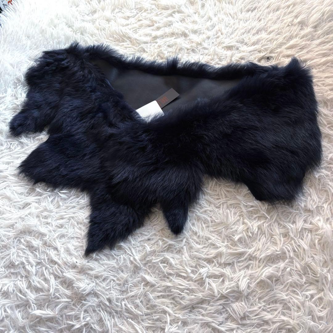 カールドノヒュー 英国製 ファー ムートン マフラー シュラッグ 定6万 黒