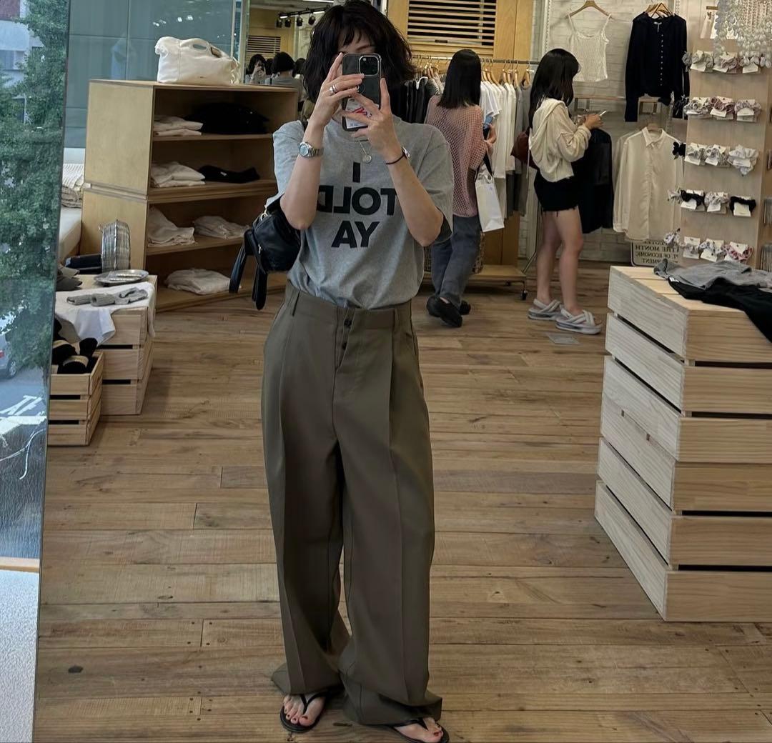 パンツ ok.soon 1tuck casual slacks khaki