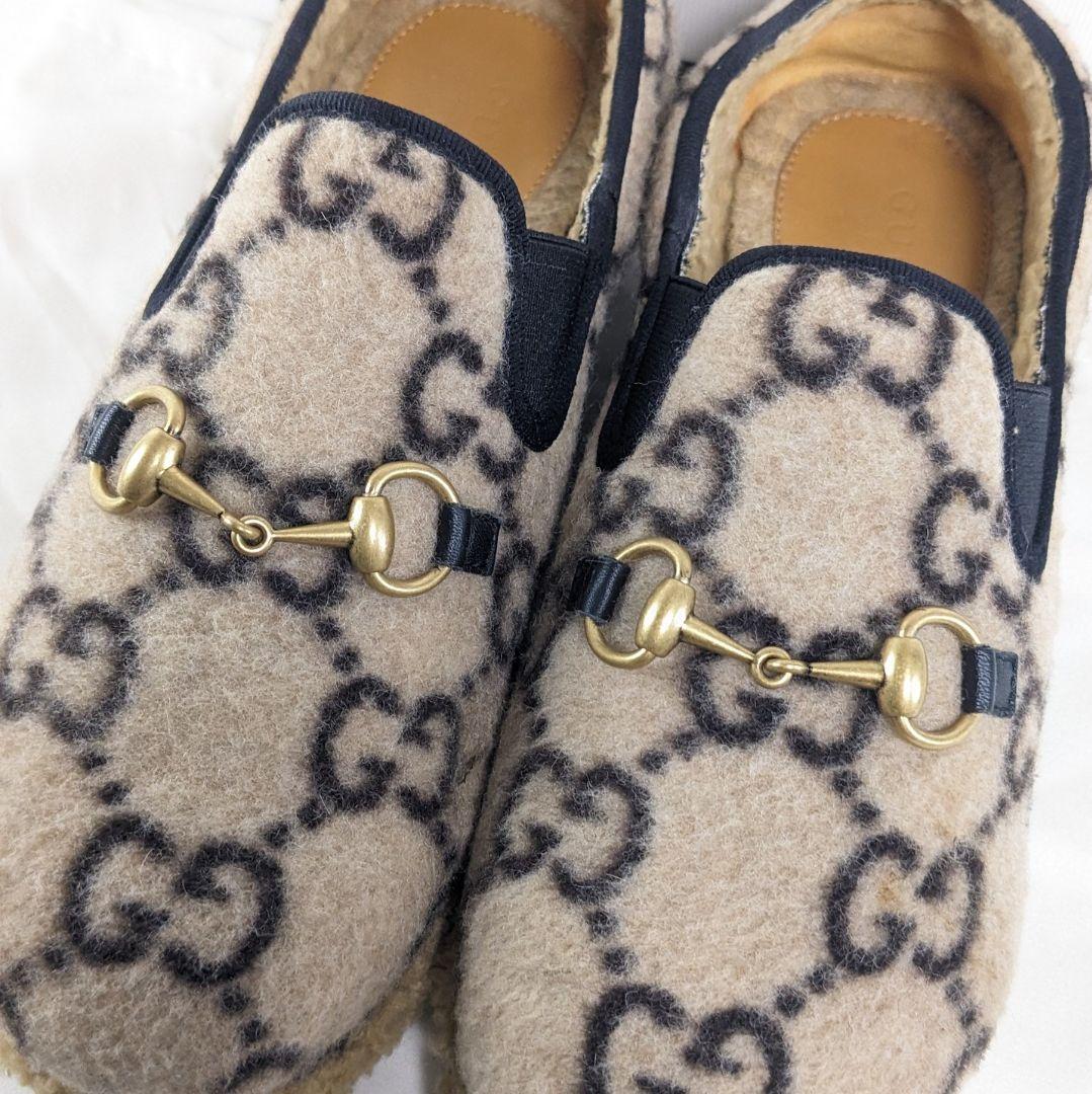 美品　GUCCI　グッチ　スリッポン　ローファー　ホースビット　モカシン　ウール