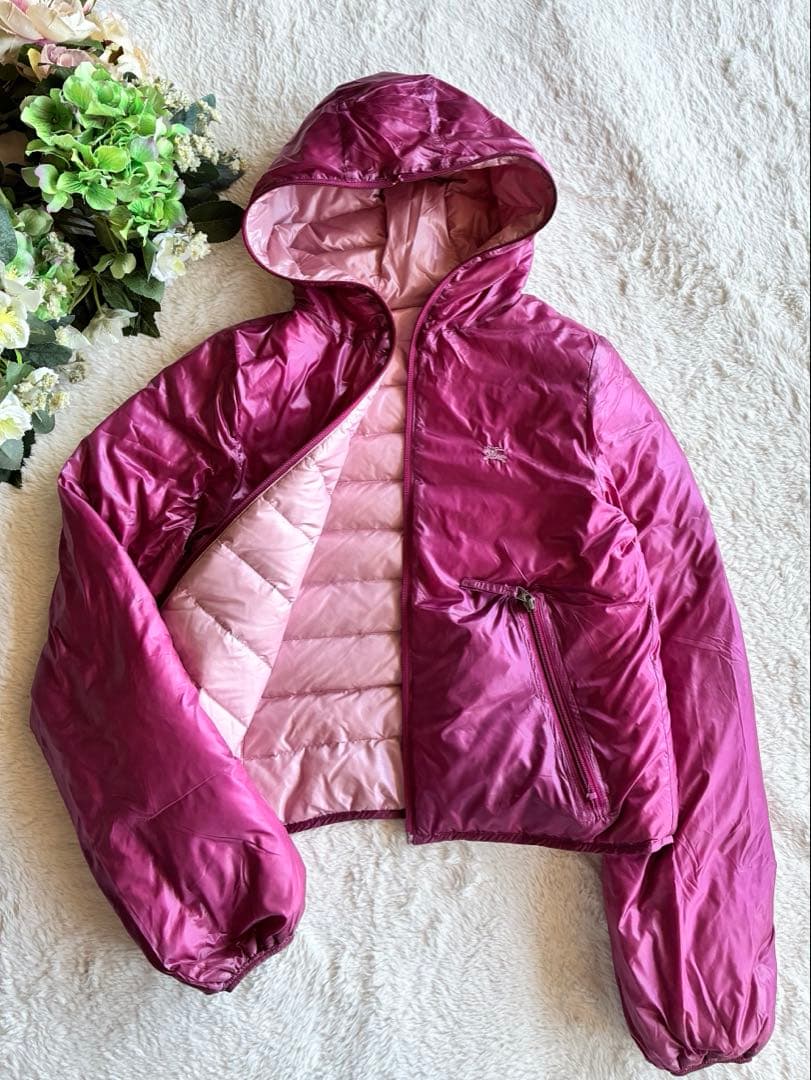 バーバリーブルーレーベル極美品　薄手春向きリバーシブルライトダウンアウター　38