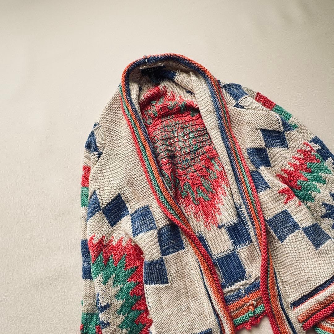 ローレンラルフローレン ネイティブ柄ニット カーディガン フリンジ付き　タッセル