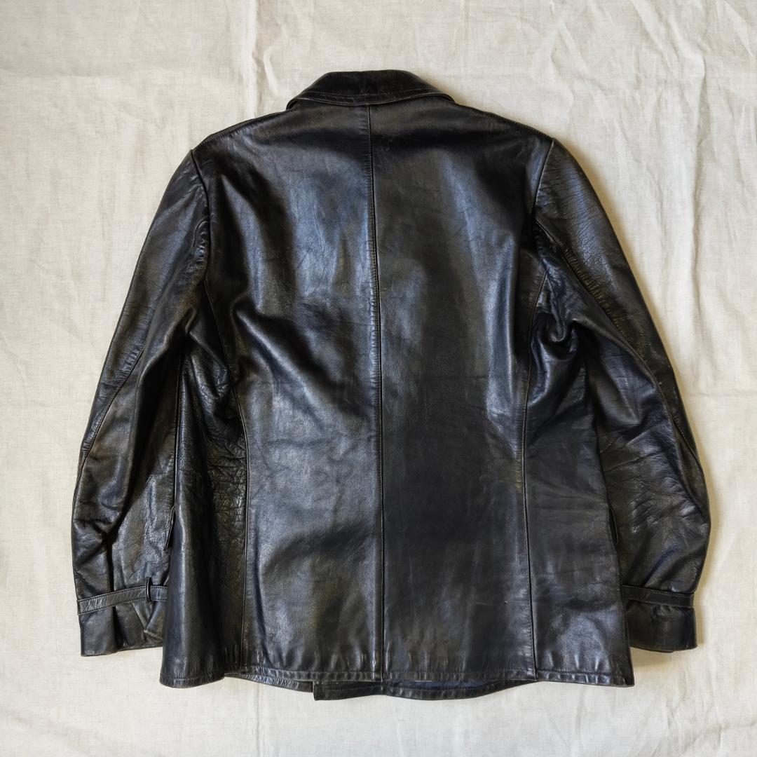 50s 60s フランス レザージャケット カーコート コルビジェジャケット 黒