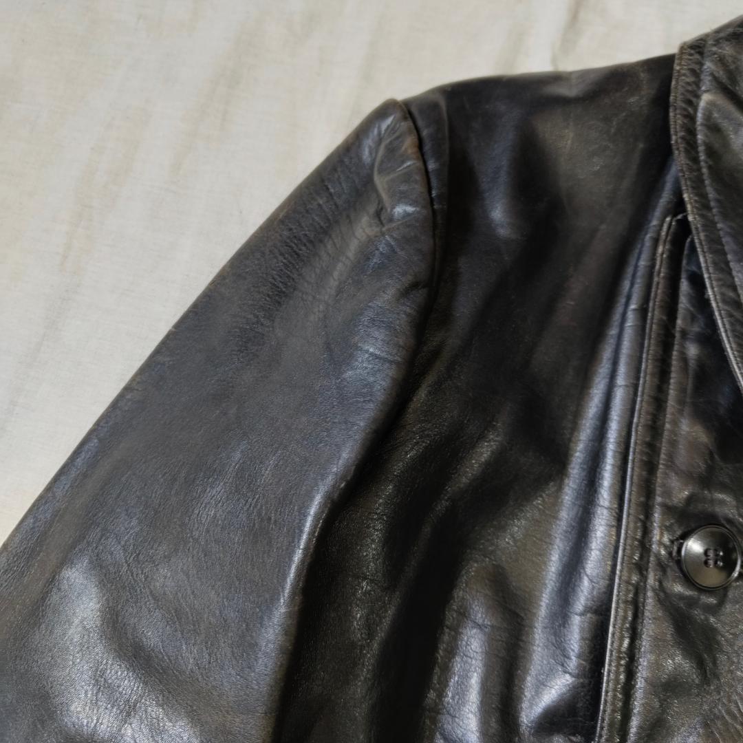 50s 60s フランス レザージャケット カーコート コルビジェジャケット 黒