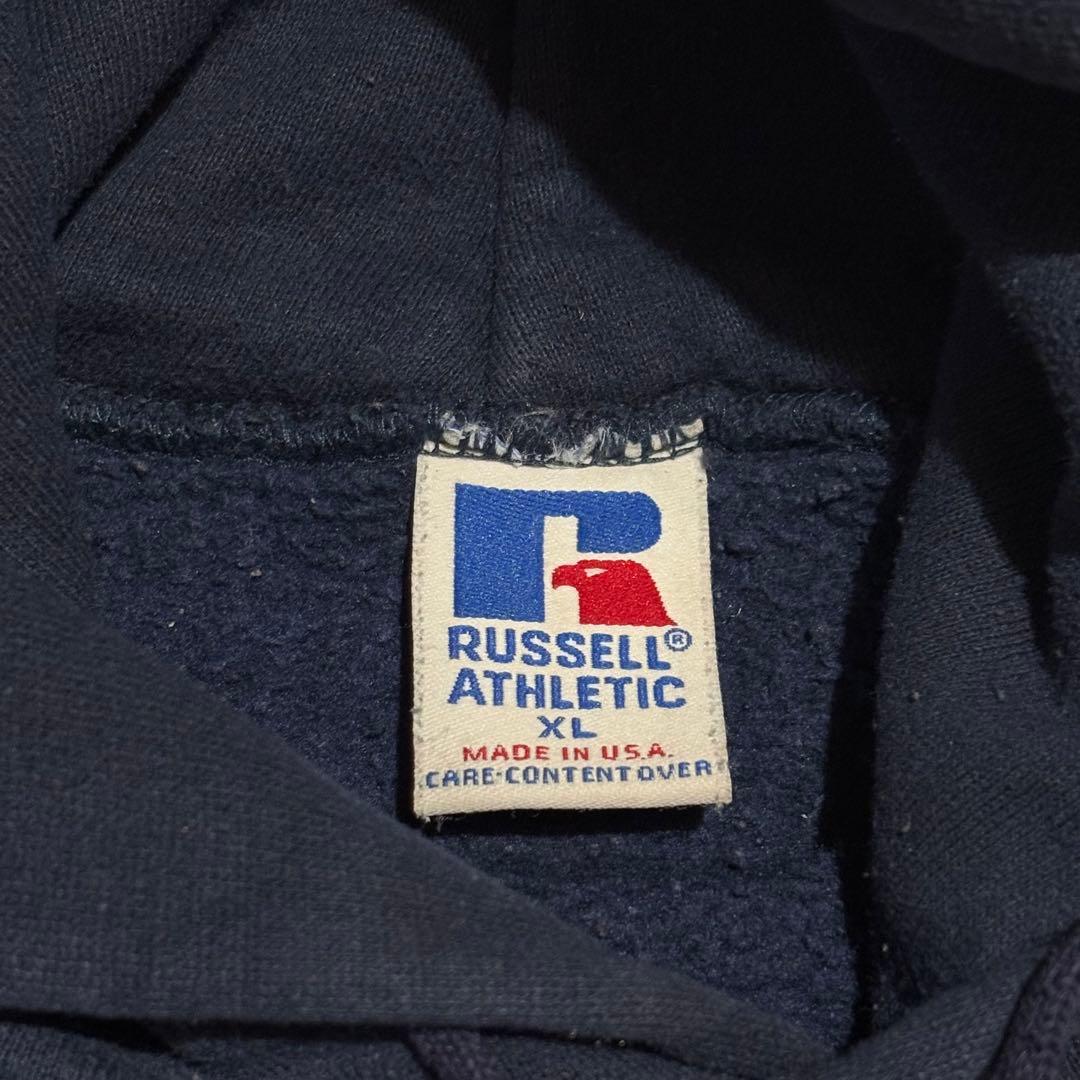 90s ラッセル 無地 パーカー USA製 ネイビー