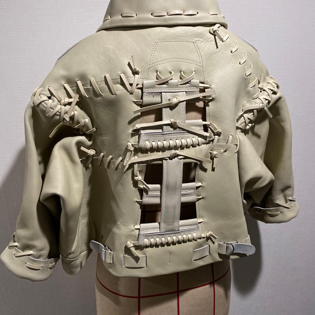 コムデギャルソン 05ss 激レア!! 編み込み ショートレザージャケット