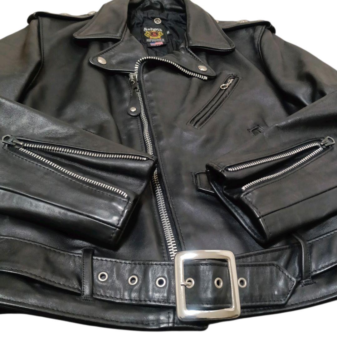 ✨schott two STAR キルティング ベルト付き ダブルライダース 黒