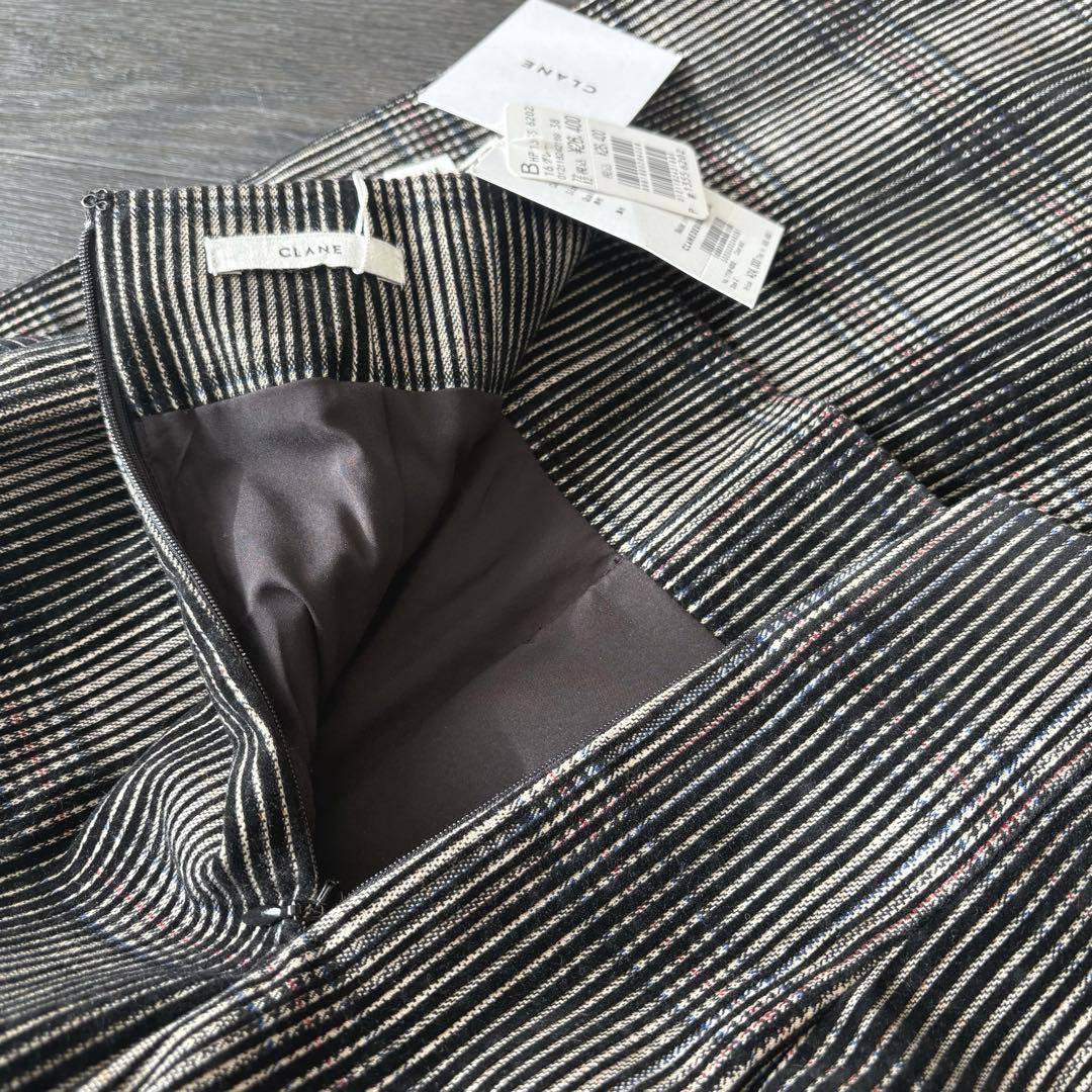 新品CLANE クラネ　厚手チェック折り返しデザインロングスカート　ヤマダヤ