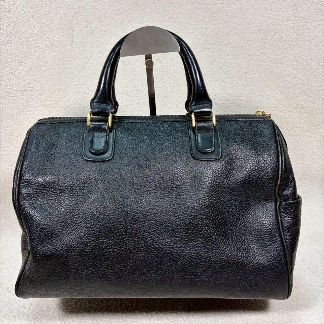 【美品✨】バーバリー ミニボストンバッグ ノバチェック ホースロゴ レザー 黒