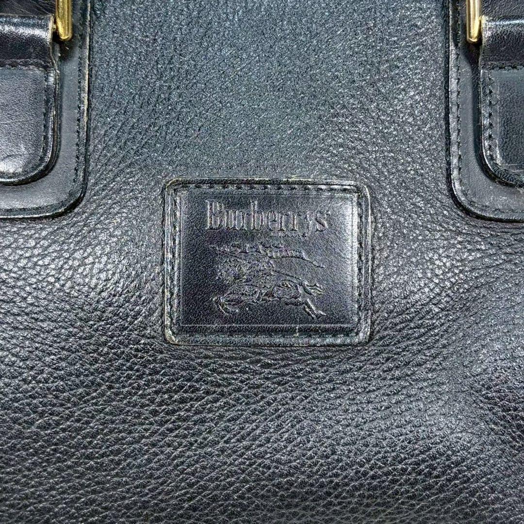 【美品✨】バーバリー ミニボストンバッグ ノバチェック ホースロゴ レザー 黒