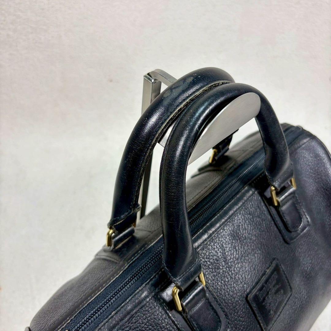 【美品✨】バーバリー ミニボストンバッグ ノバチェック ホースロゴ レザー 黒