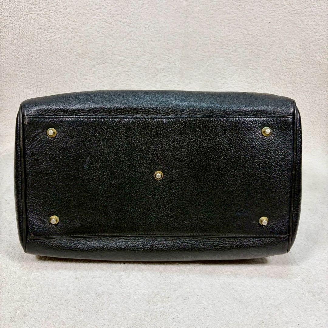 【美品✨】バーバリー ミニボストンバッグ ノバチェック ホースロゴ レザー 黒