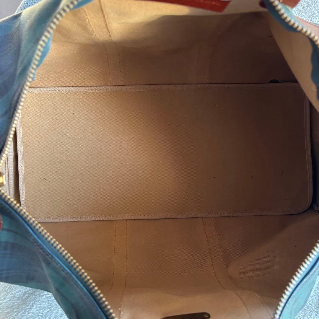 ポロラルフローレン ボストンバッグ 2WAY PVCレザー グリーン チェック柄