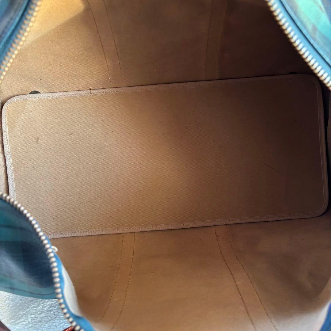 ポロラルフローレン ボストンバッグ 2WAY PVCレザー グリーン チェック柄