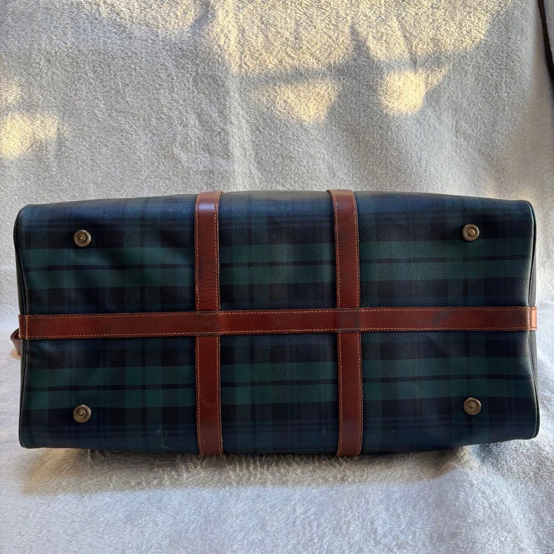 ポロラルフローレン ボストンバッグ 2WAY PVCレザー グリーン チェック柄