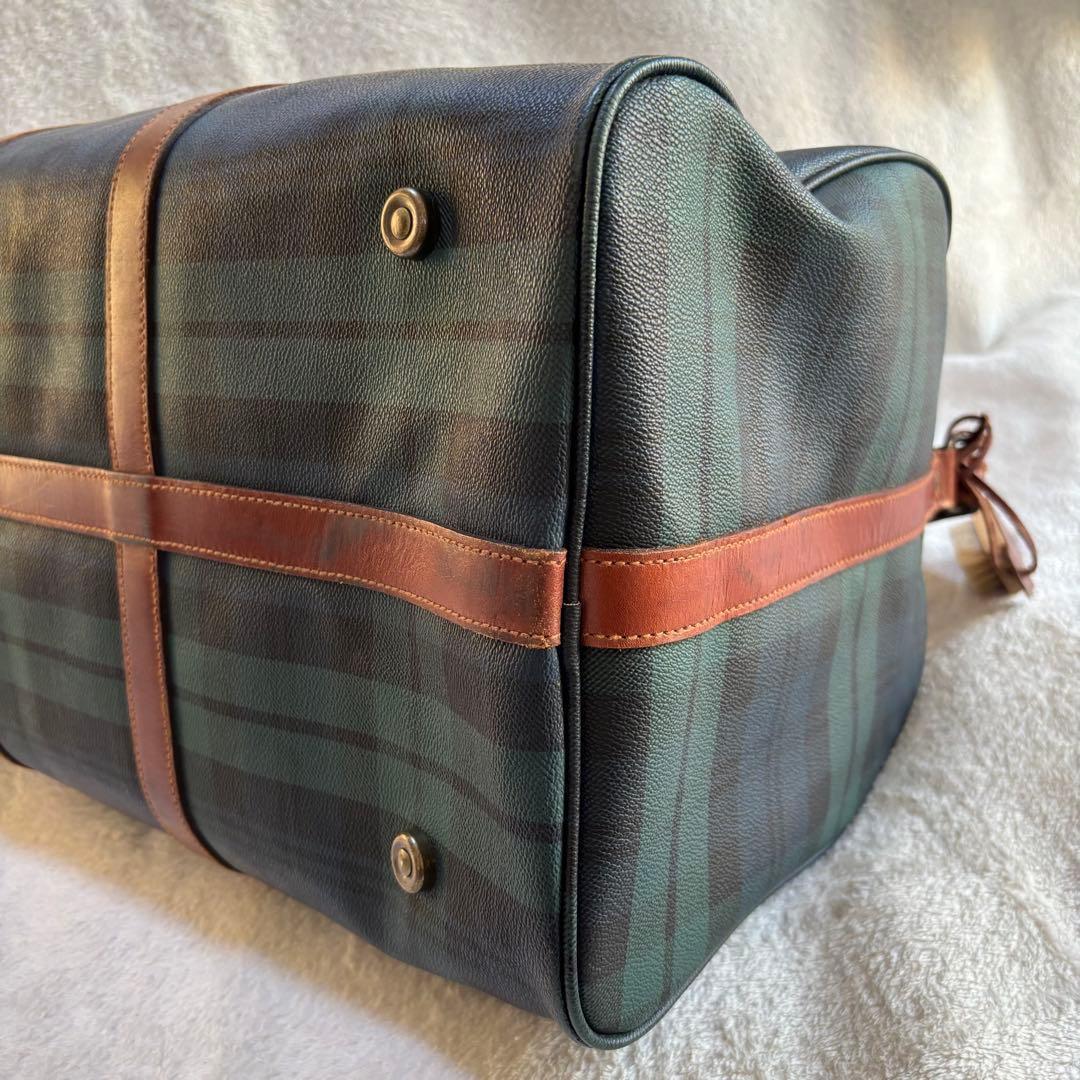ポロラルフローレン ボストンバッグ 2WAY PVCレザー グリーン チェック柄