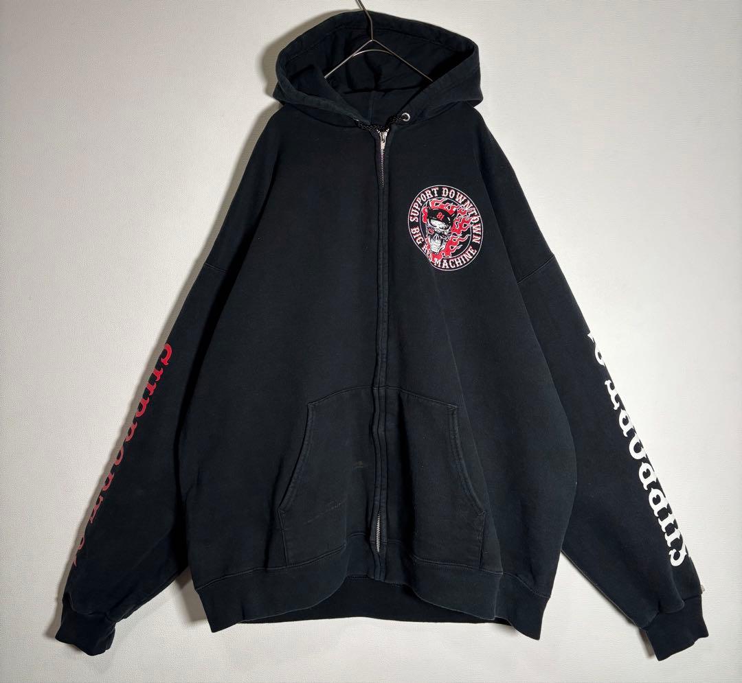 Hanes ヘルズエンジェルス　バックプリント　裏起毛　ジップアップパーカー