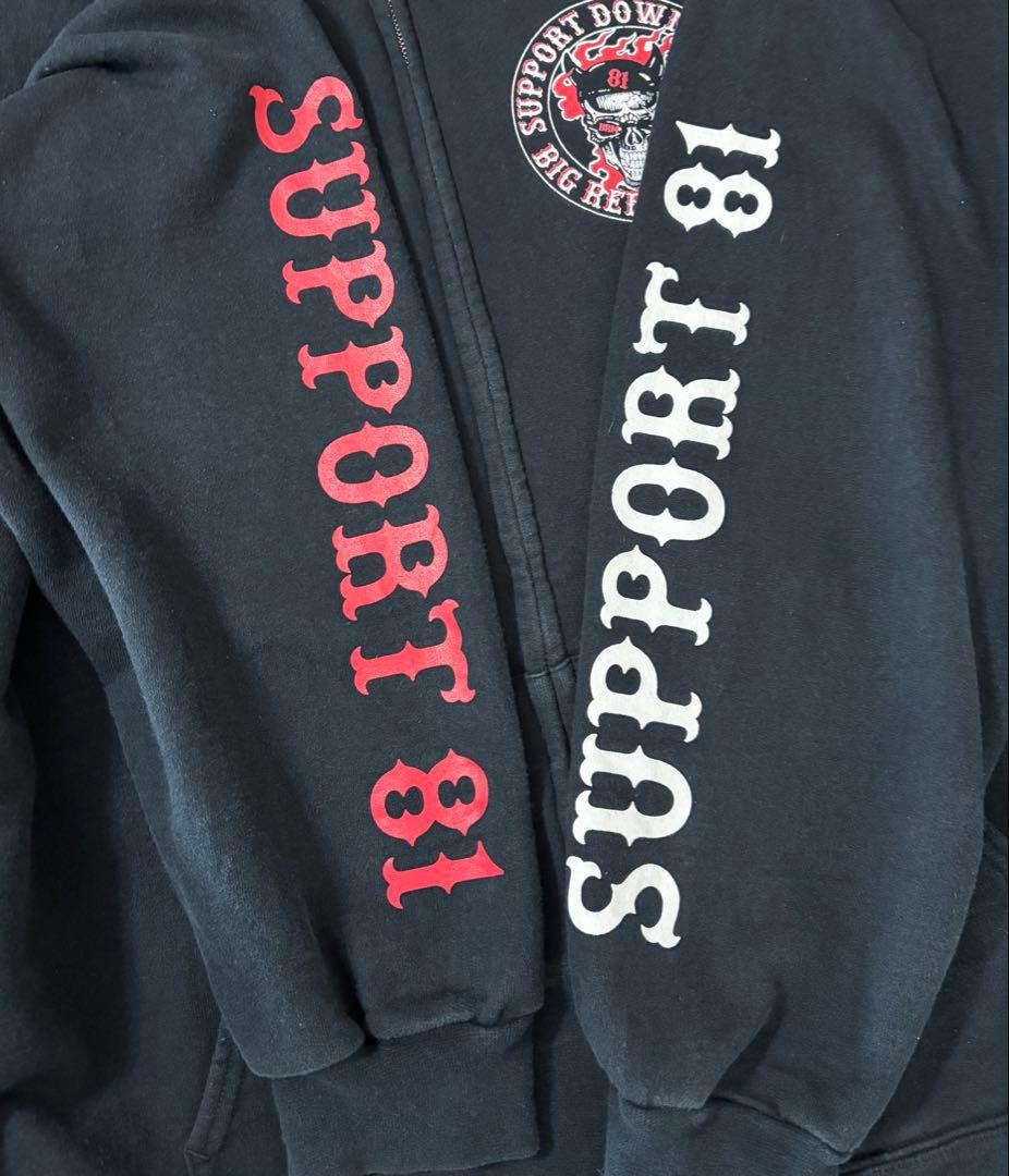 Hanes ヘルズエンジェルス　バックプリント　裏起毛　ジップアップパーカー