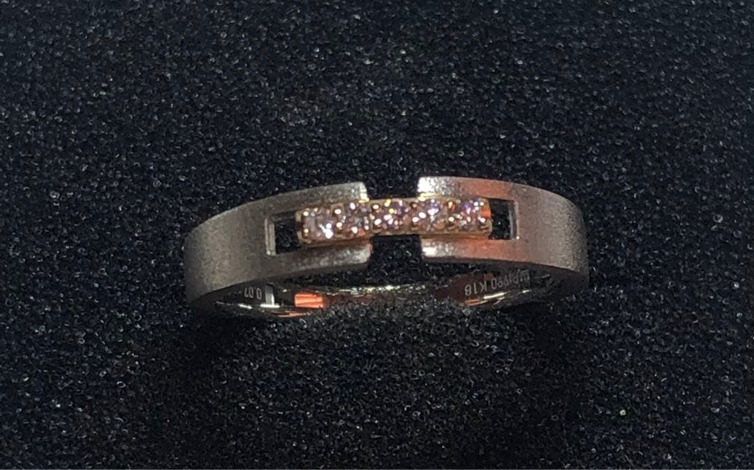 【超美品】PT990/K18PG ピンクダイヤリング \"プラチナ99\"