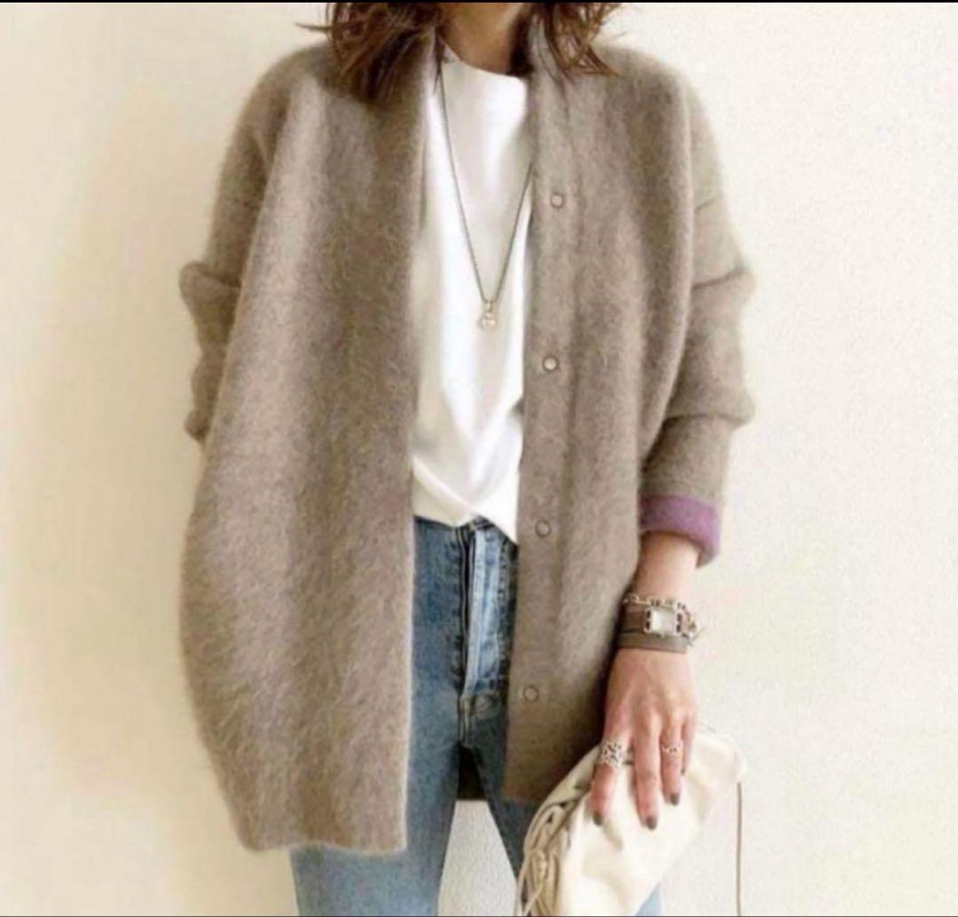 ⭐︎美品⭐︎エレンディーク　CNラクーンミックスWカーディガン