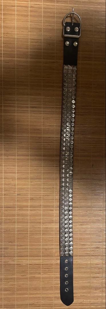スタッズベルト　ハードコアパンク 3連鋲　リアルレザー　黒