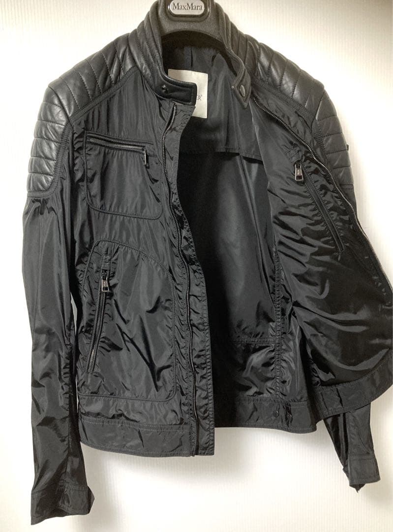 MONCLER レザー&ナイロン シングルライダース SALOMON
